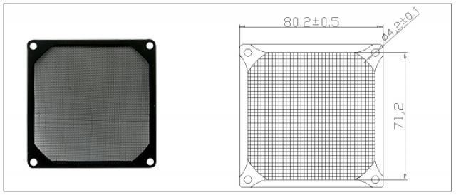 Metallfilter/Lüftungsgitter mit Magneten - TTC-EFG80MB/MT