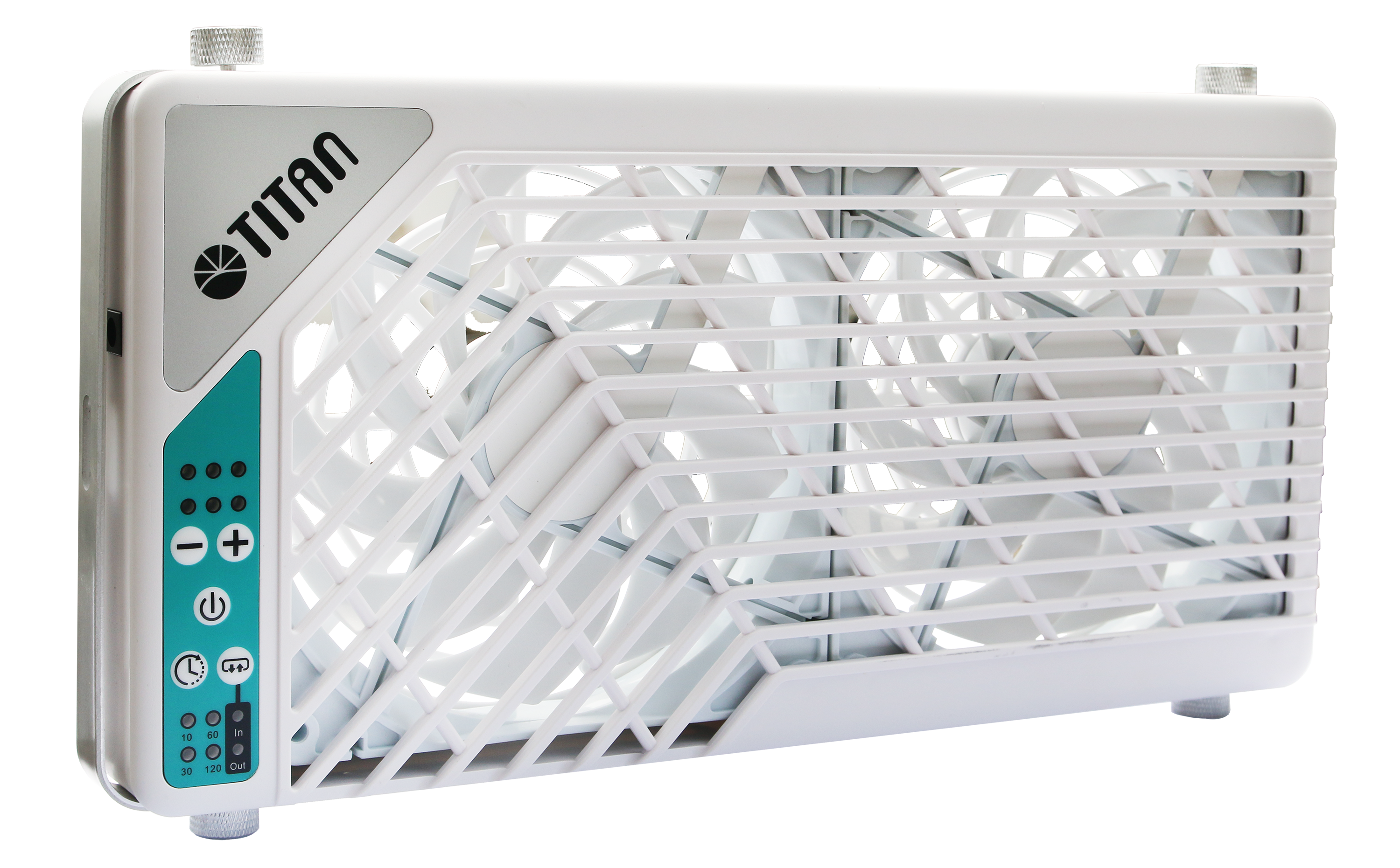 Titan TTC-SC19(A) 12V DC Dubbele ventilatie koelrek RV-ventilator met Titan TTC-SC19(A) 12V DC Dubbele ventilatie koelrek RV-ventilator met