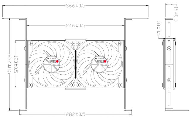 Kühlschrank-Doppellüfter TTC-SC09TZ(B) 120x25mm